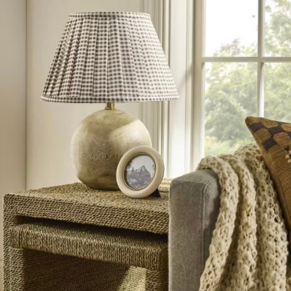 Gingham Pleated Lamp Shade Brown - Threshold™ designed with Studio McGee - Picture 2 of 6